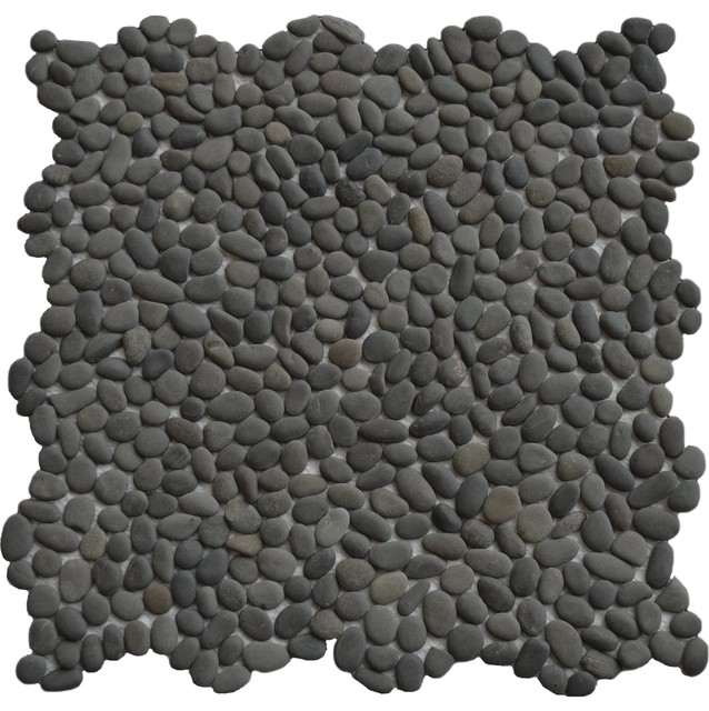Mini Polished Black Pebble Tile 1 sq.ft