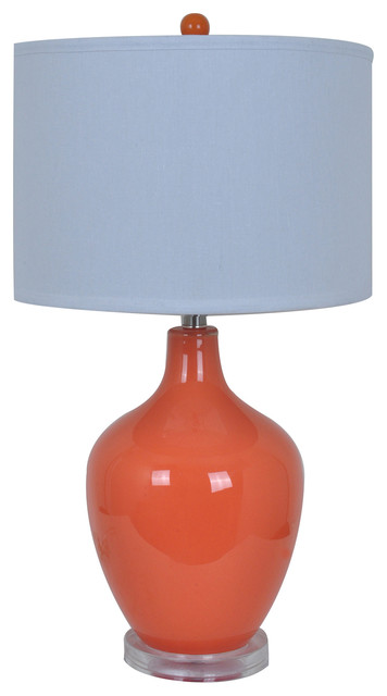 Avery Orange Glass Table Lamp Acrylic Base - Transitional - Table Lamps ...