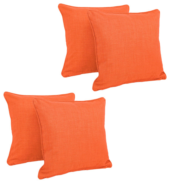 18" DoubleCorded Solid Outdoor Square Throw Pillows, Set of 4