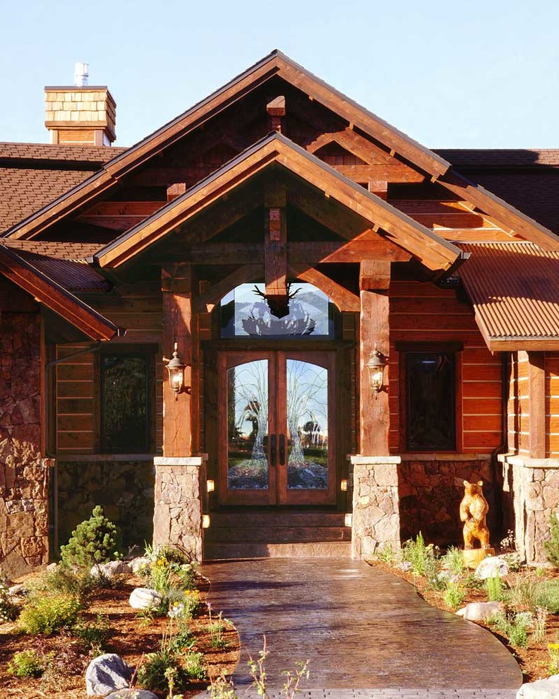 Entryway - rustic entryway idea in Denver