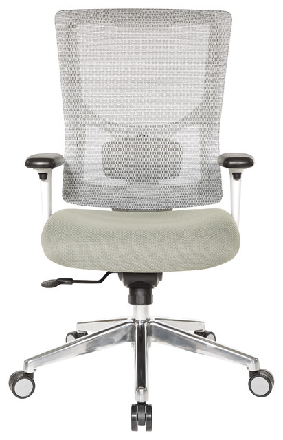 Progrid White Mesh High Back Chair With 2-Way Adjustable Arms and Seat Slider - Contemporary 