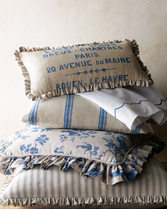 French Laundry Home Bird Bed Linens French Words Oblong Pillow