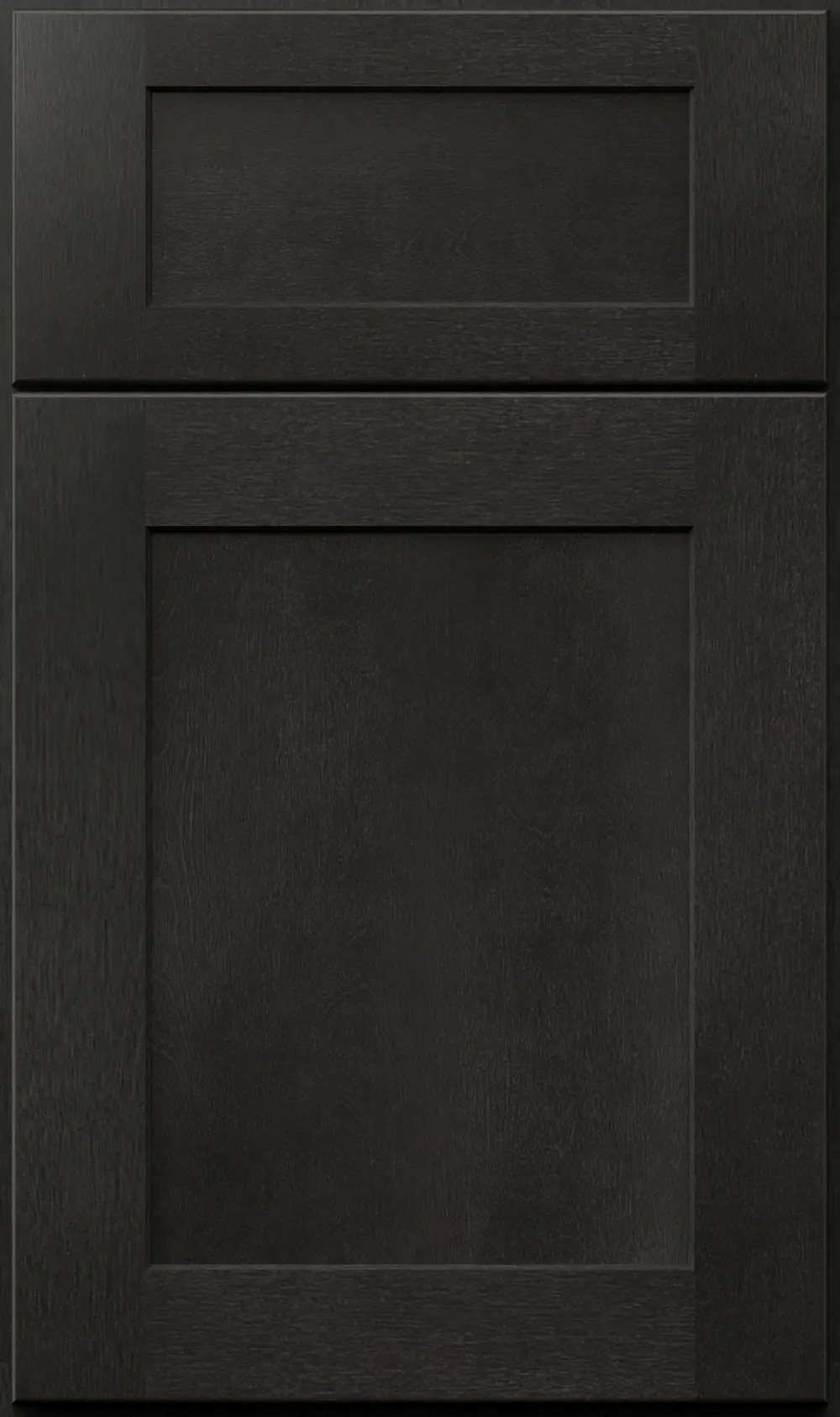 Cobblestone cabinet door with wood grain finish, recessed center panel and square edges
