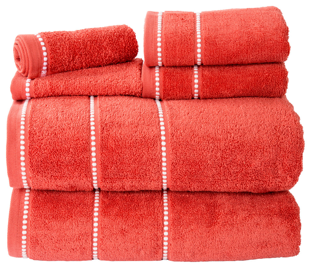 Lavish Home Quick Dry 100% Cotton Zero Twist 6 Piece Towel Set - Brick