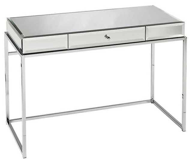 Frida Mirrored Desk With Drawer Contemporary Desks And Hutches