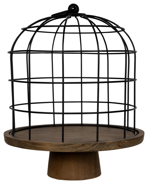 Stratton Home Decor Farmhouse Wood and Metal Birdcage Tabletop Decor Industrial