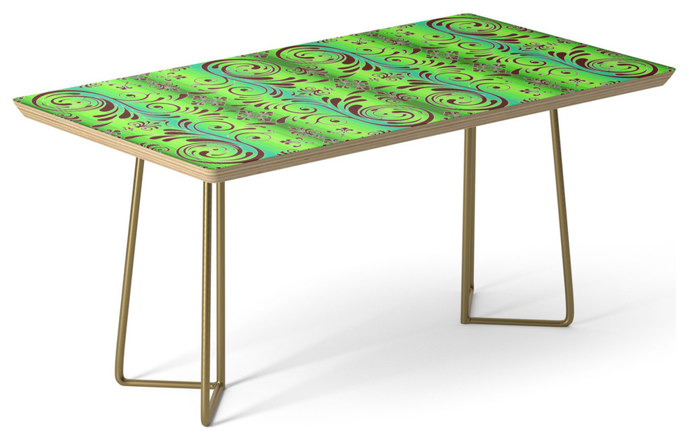 Society6 Coffee Table, Birch, Steel, 17", Scroll Ombre Stripe Tropical Colors