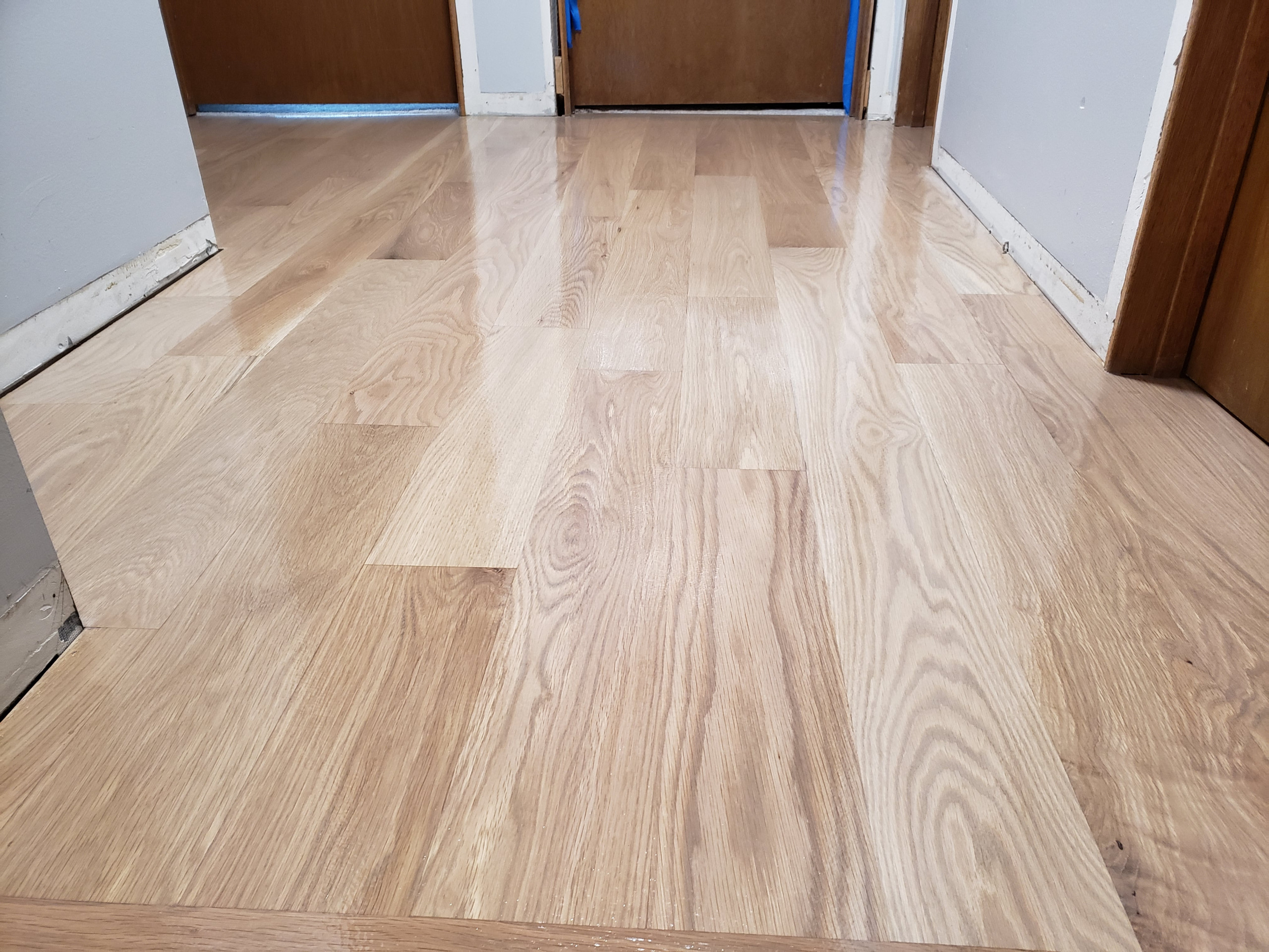 Downers Grove,new install 5 inch white oak ,Silvered Gray stain ,Bona Traffic HD