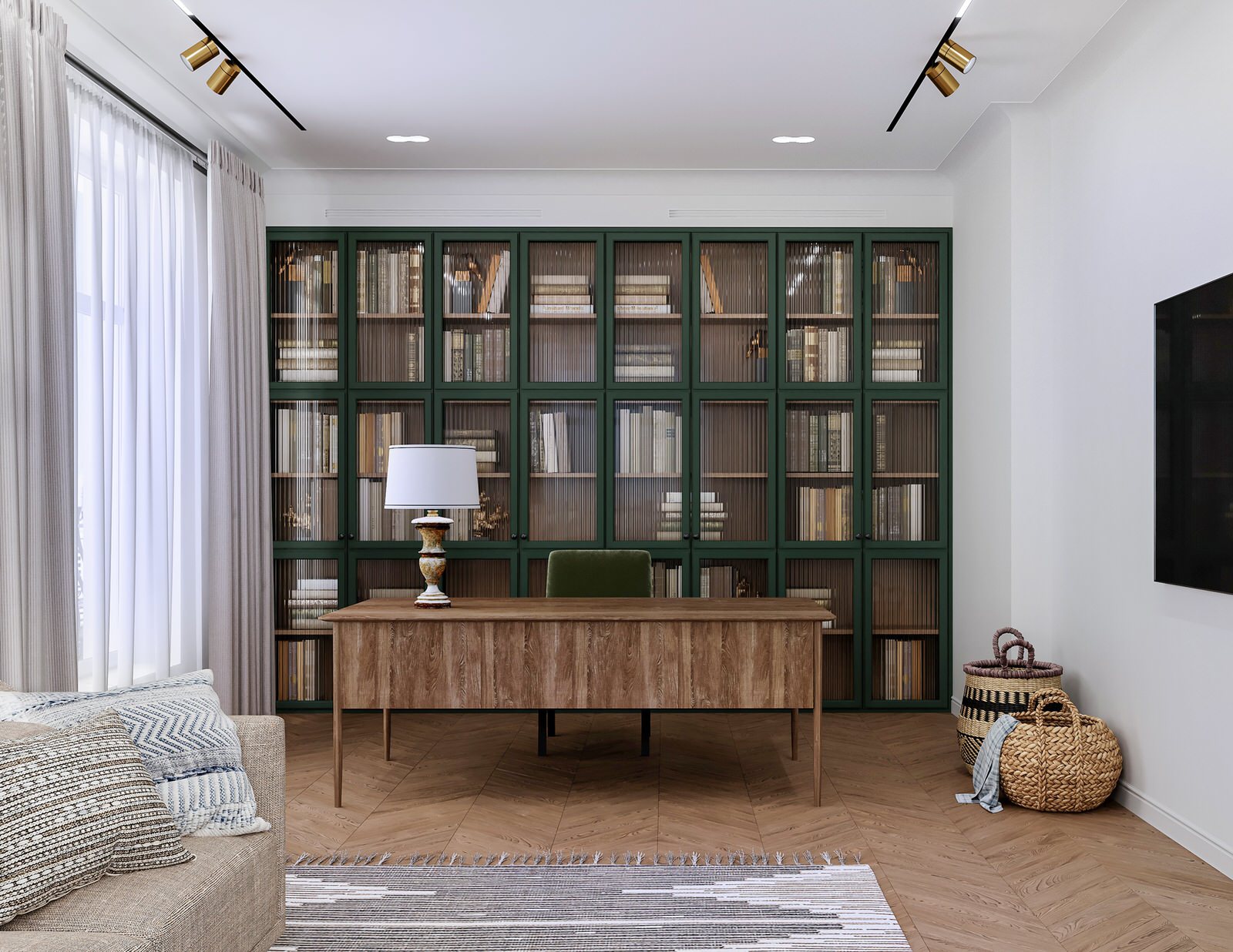 Интерьер кабинета в квартире, ЖК "Жизнь на Плющихе"