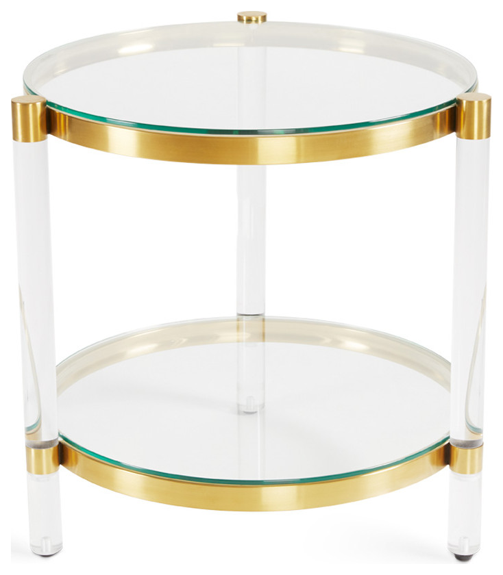Stormy Round Gold Acrylic End Table Contemporary Side Tables And
