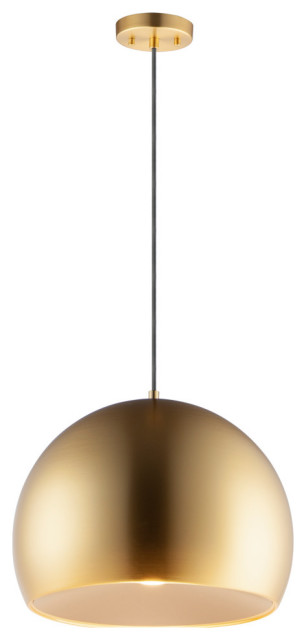 Palla 16" LED Pendant, Satin Brass / Coffee
