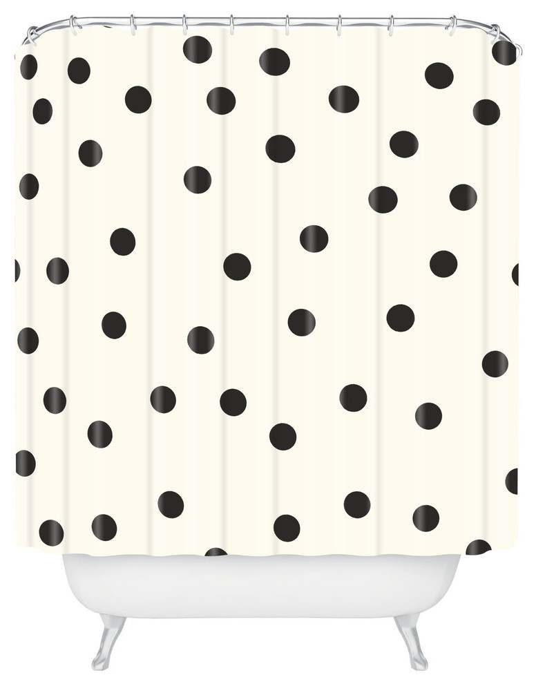 Garima Dhawan Vintage Dots Black Shower Curtain, Standard 69"x72" Contemporary Shower