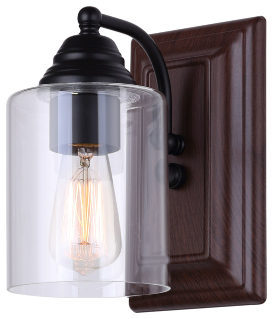 Canarm Balsa Vanity Light With Clear Glasatte Black Faux Wood Canarm Balsa Vanity Light With Clear Glasatte Black Faux Wood Finish