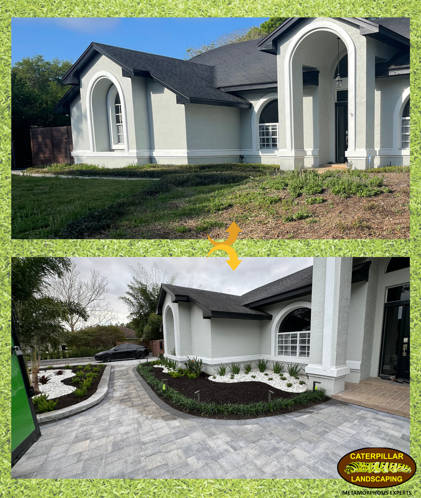 Before and after Paver Walkway and Driveway