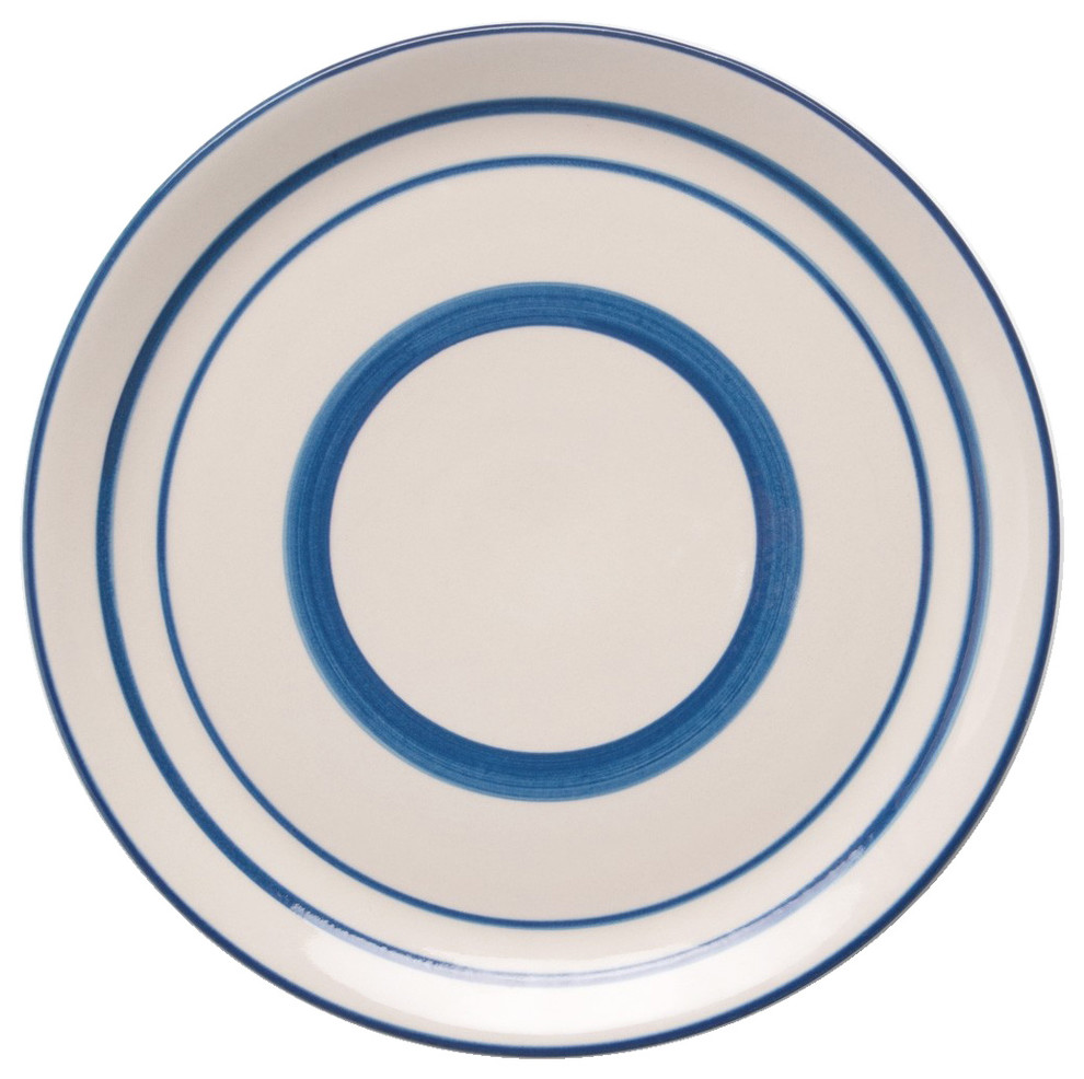 Hyannis Blue Striped Dinner Plates, Set of 4 Contemporary Dinner