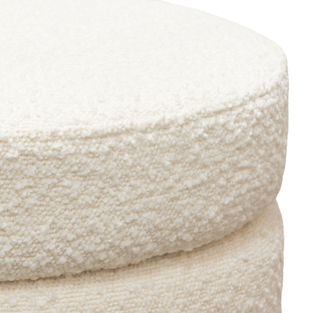 Helix Round Accent Ottoman in Ivory Boucle fabric by Diamond Sofa ...