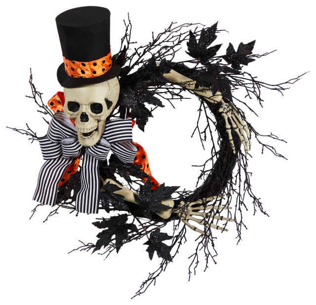 26" Halloween Dapper Skeleton Wreath