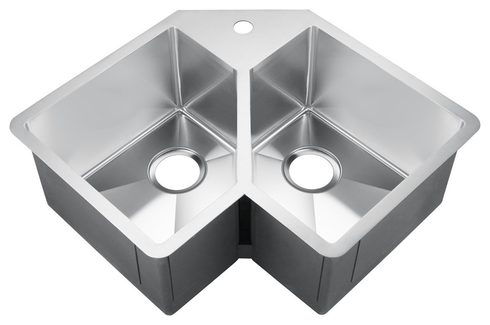 Montague 33 Stainless Steel Double Contemporary Kitchen Sinks by