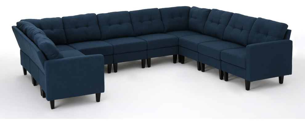 Gdf Studio 10 Piece Niya Mid Century Modern Fabric U Shaped Sectional Sofa Transitional Sofas By Gdfstudio Houzz Gdf Studio 10 Piece Niya Mid Century, Luxury Modern U Shaped Sectional Fabric Sofa Set With Ottoman