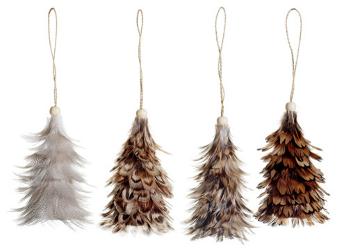 Silk Plants Direct Feather Tree Ornament, Pack of 6