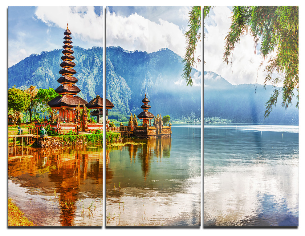 "Pura Ulun Danu" Photography Metal Wall Art, 3 Panels, 36"x28", 36"x28