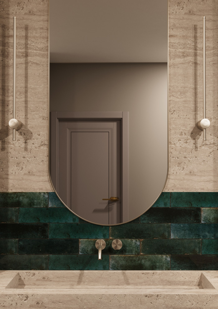Дизайн-проект санузла микроцемент травертин