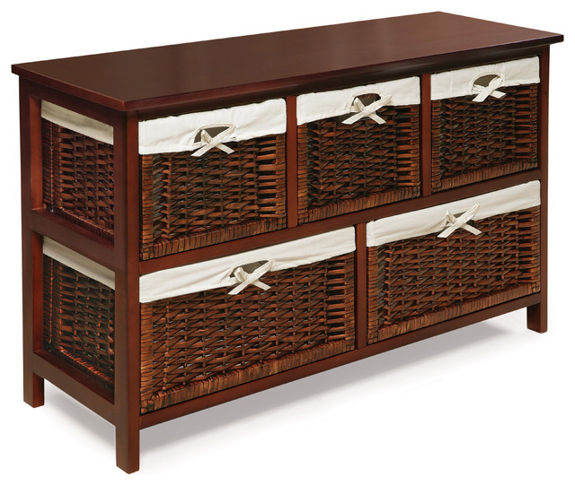 Five Basket Storage Unit Transitional Cabinets By Five Basket Storage Unit Wicker Baskets Cherry