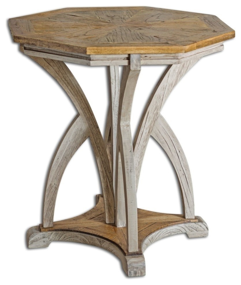 Ranen Aged White Accent Table Farmhouse Side Tables And End Tables by My Swanky Home Houzz
