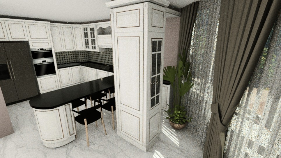 Кухня на заказ в Уфе с фасадами Орнелла Бьянка (массива Италия) - быстрый рендер