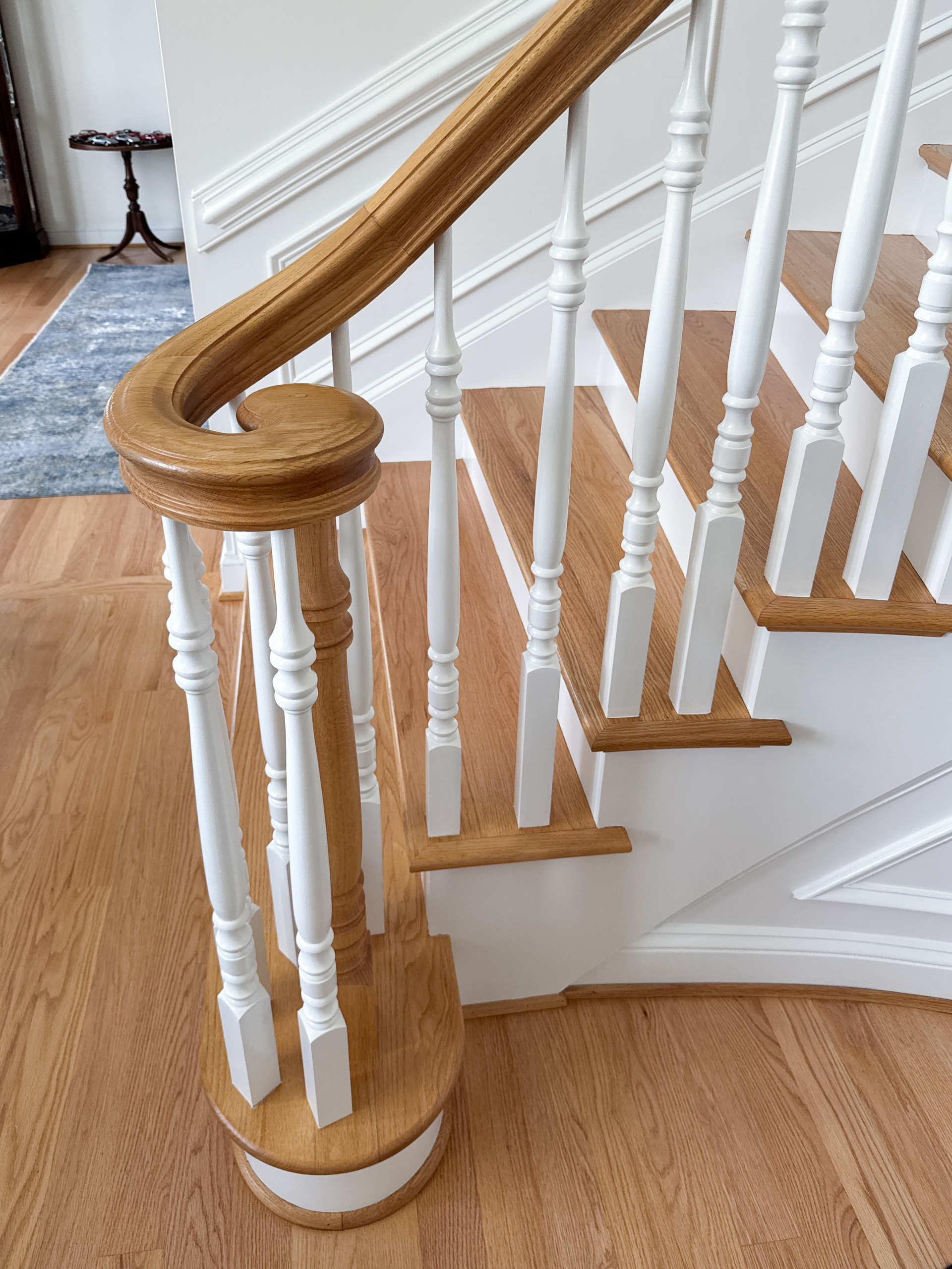 Project #161 | Curved Red Oak Foyer Staircase, 26 Years Later