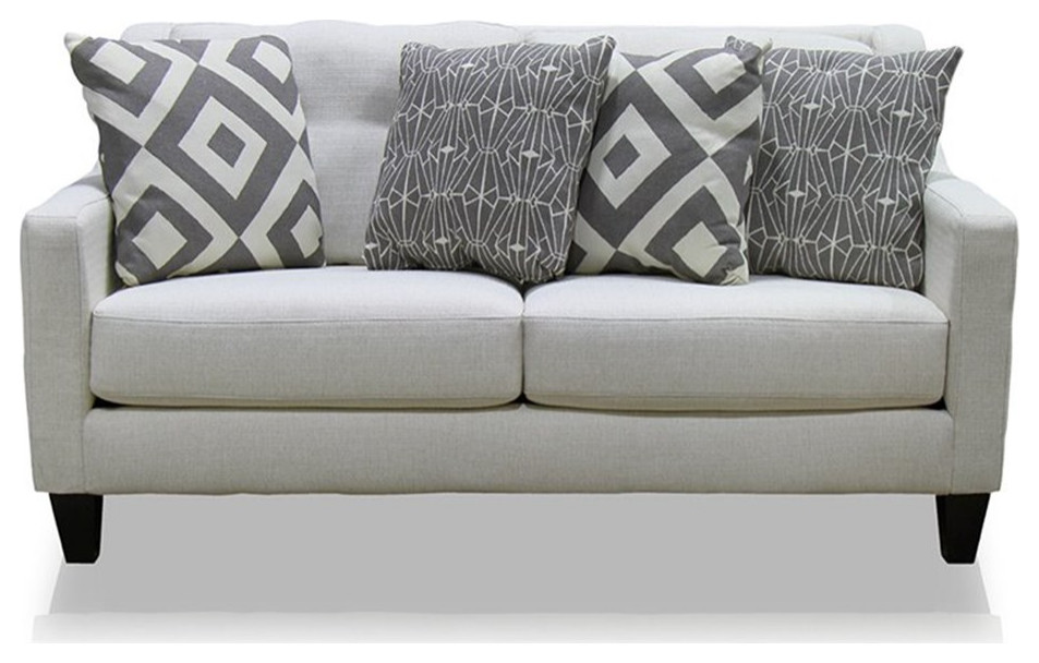 Furniture of America Gauthier Contemporary Fabric Upholstered Loveseat in Ivory