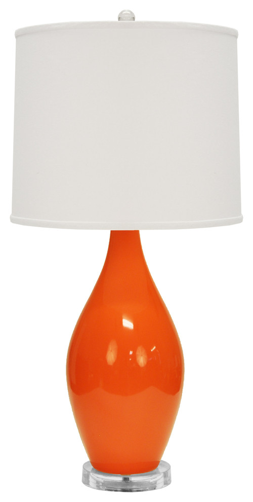 Worlds Away Sabrina Ceramic Table Lamp Orange
