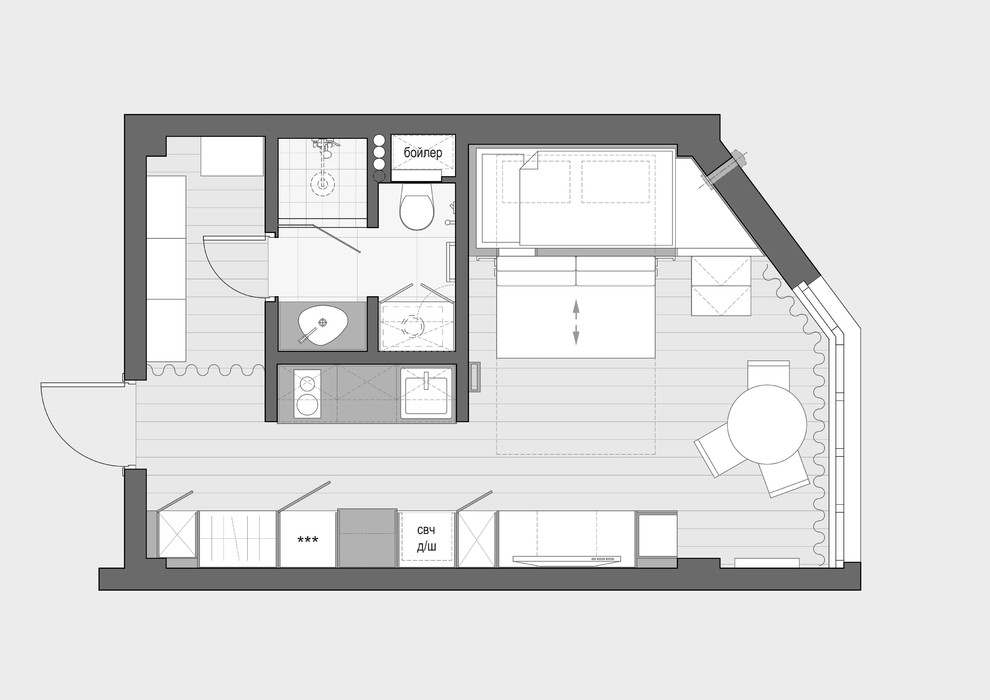 Студия, 29 м2. Г. Сочи, ул. Известинская. 2019г.
