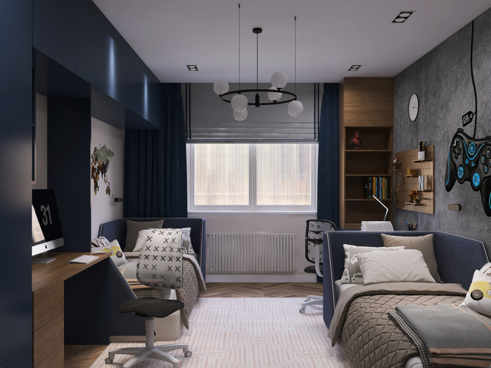 Проект детской комнаты для мальчиков-школьников