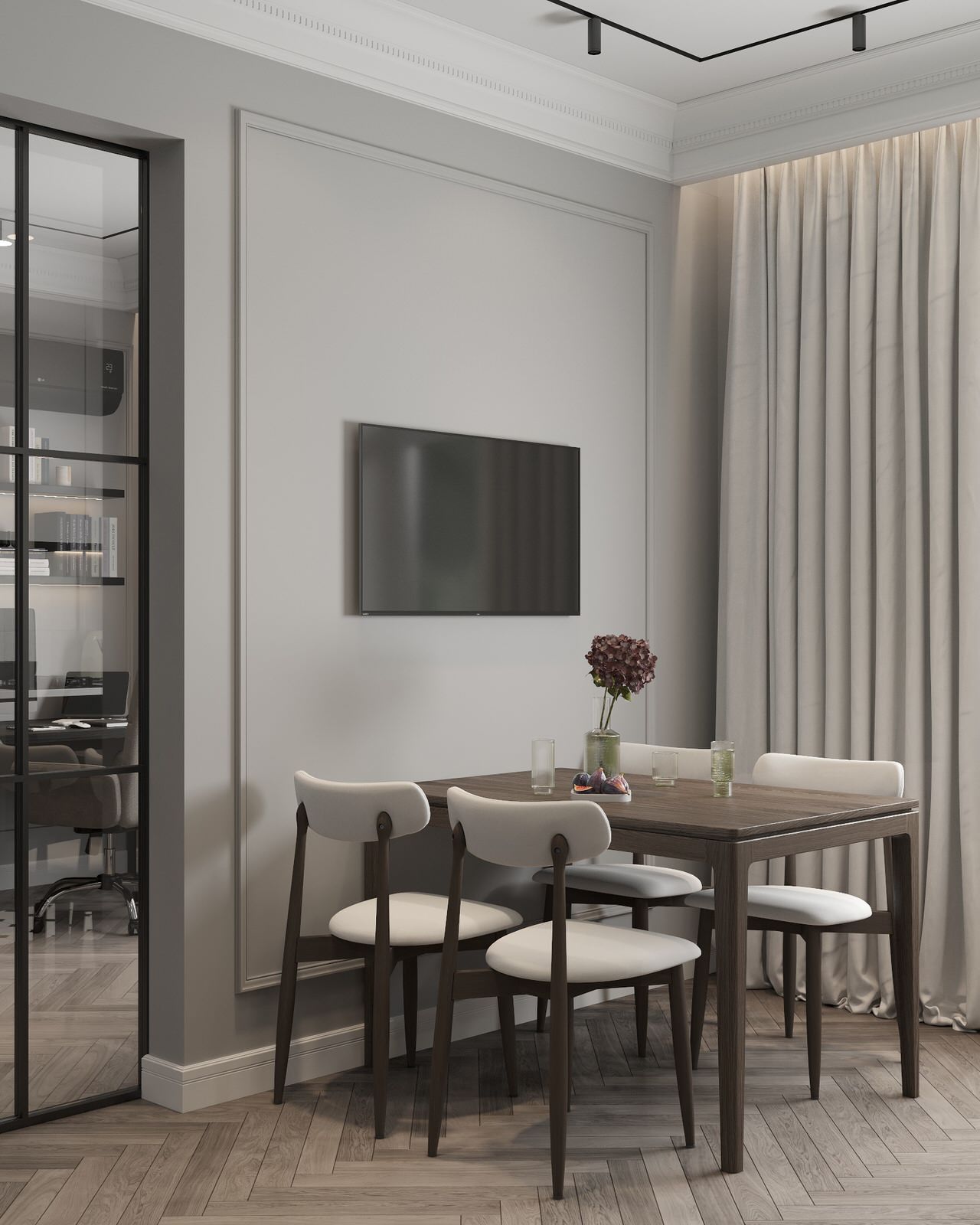 Интерьер однокомнатной квартиры в темных оттенках