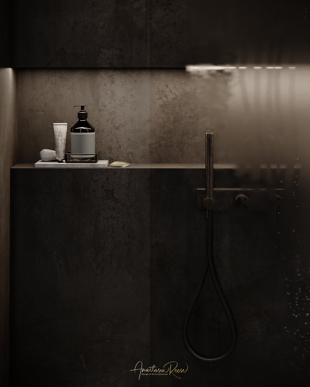 Дизайн проект ванной комнаты "Подземелье"