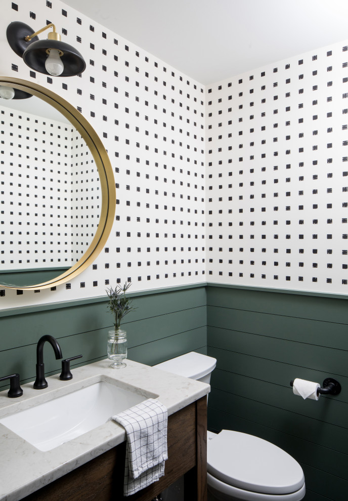 Example of a transitional powder room design in Philadelphia
