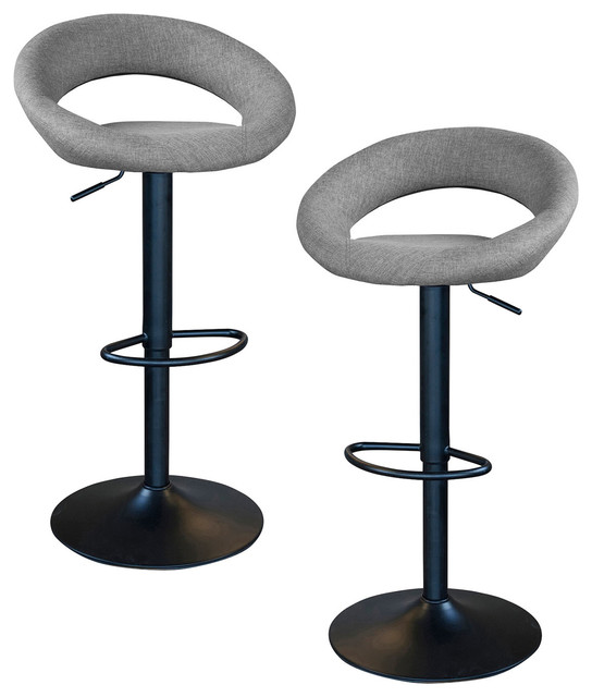 Offex Adjustable Height Bar Stool With Matte Black Pedestal Base, Set