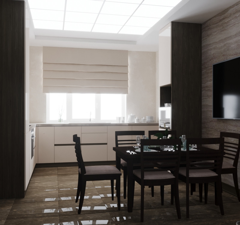 300 кв, кухня студия