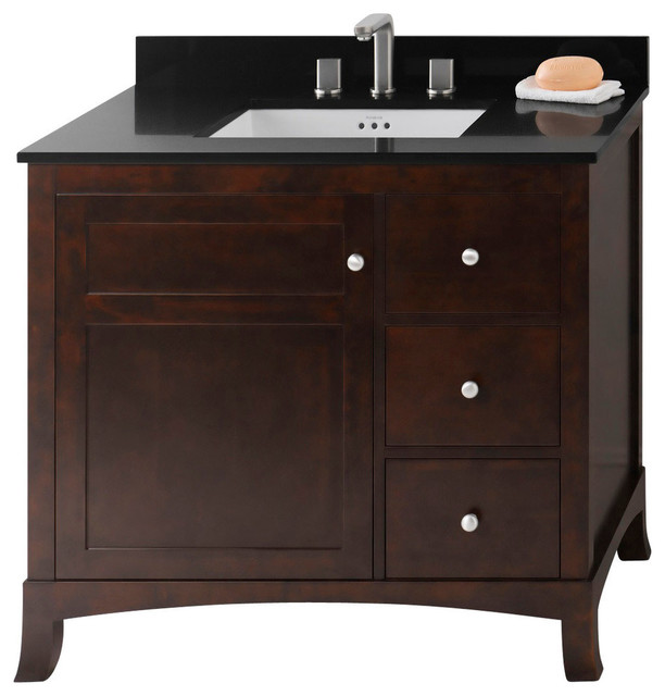 Ronbow Hampton Solid Wood 36" Vanity Base, Vintage Walnut, Left