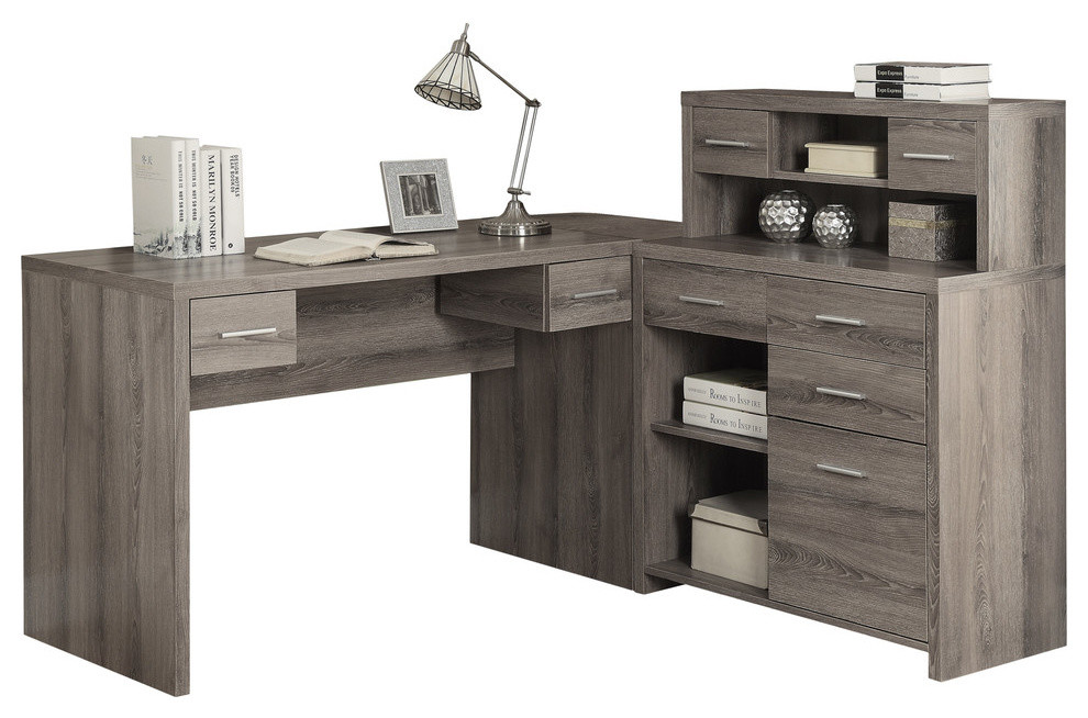 Monarch Hollow Core L Shaped Home Office Desk With Hutch In Dark Hollow Core L Shaped Home Office Desk