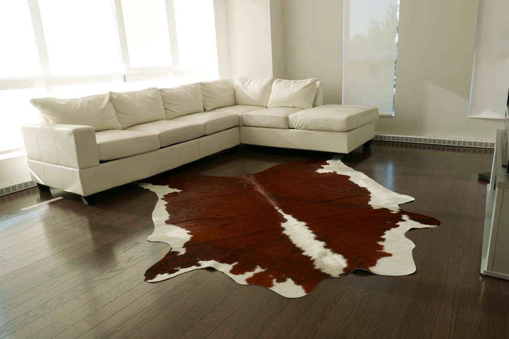 Brown and White Cowhide Rug From Brazil Southwestern Novelty Rugs
