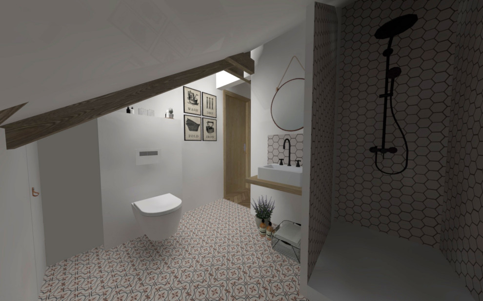 Aménagement des combles d'une maison de plein pied, option 1 la salle de bain