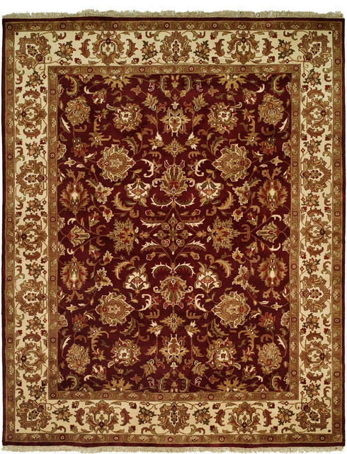 Lateef Hand-Knotted Rug, Aubergine and Ivory, 9'x12'