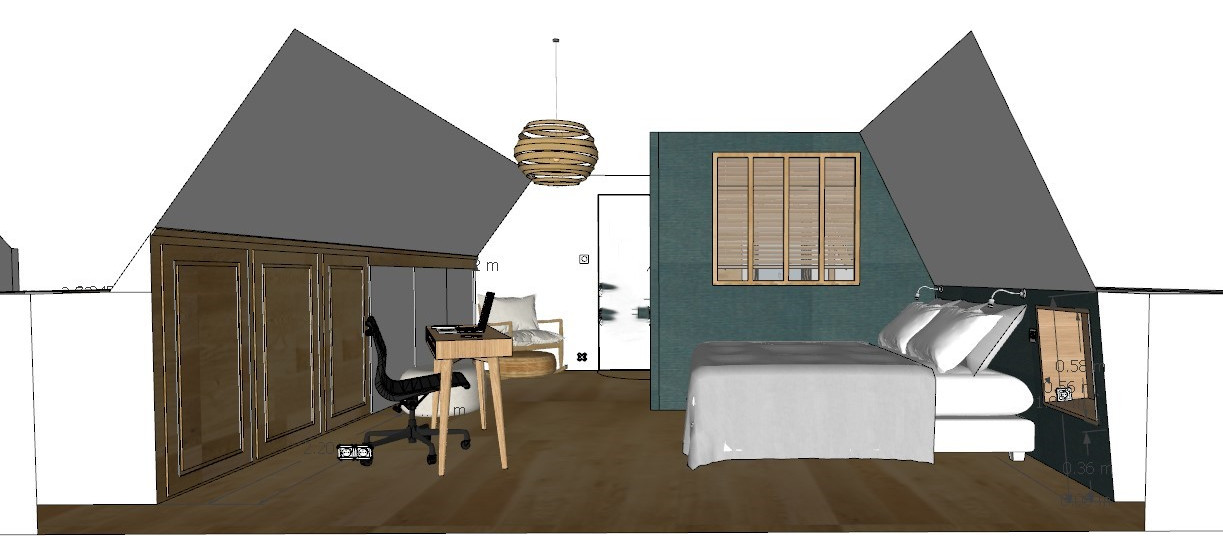 Aménagement de deux espaces chambres de réception dans une maison de campagne