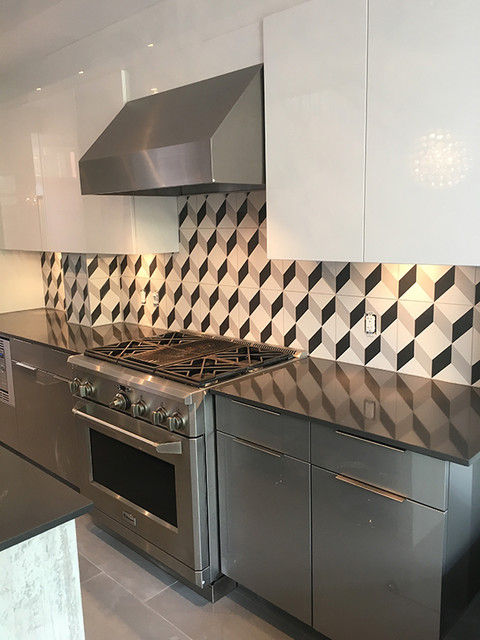 Cube Tile Kitchen Backsplash Modern Kitchen Ottawa By Coco