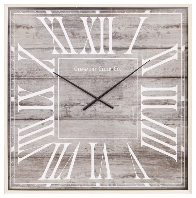 40 Rustic Light Woodgrain Square Wall Clock
