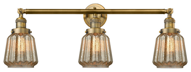 Franklin Restoration Chatham 3 Light Bathroom Vanity Light in Brushed Brass