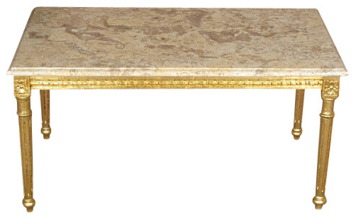 Solid Wood Small Gold Coffee Table W Marbletop Traditional Solid Wood Small Gold Coffee Table W Marbletop