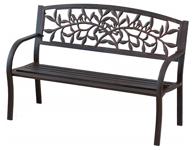 Cast Vine Metal Indoor Outdoor Garden Bench Transitional Vine Metal Indoor Outdoor Garden Bench